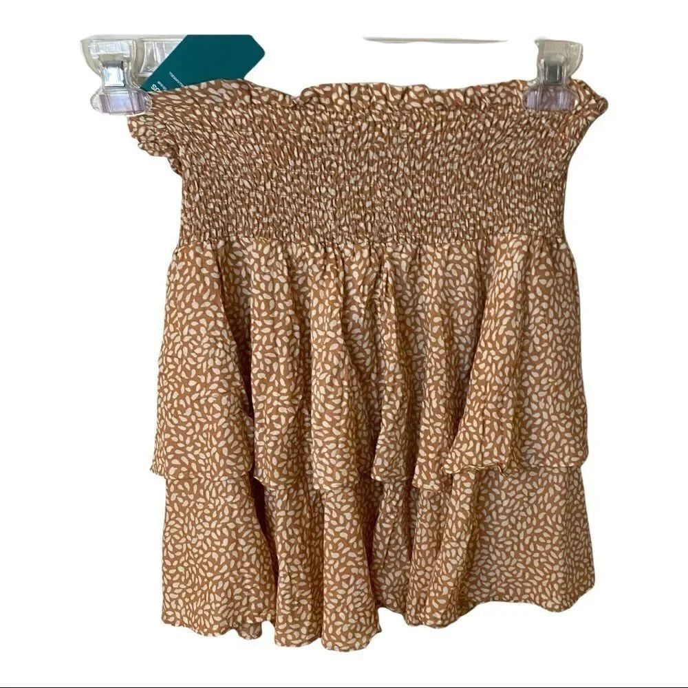 H&M Conscious Ruffled Mini Skirt Smocked Waist Sz S NWT